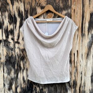 Taupe Velvet Cowl Neck Top Draped Neck Quiet Luxury Minimalist Y2K 90s NWOT